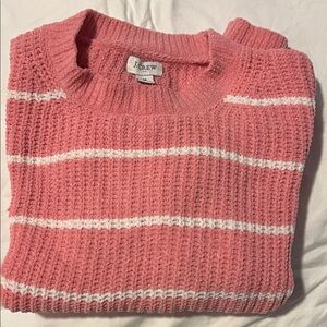 J. Crew Pink and White Striped Knit Sweater